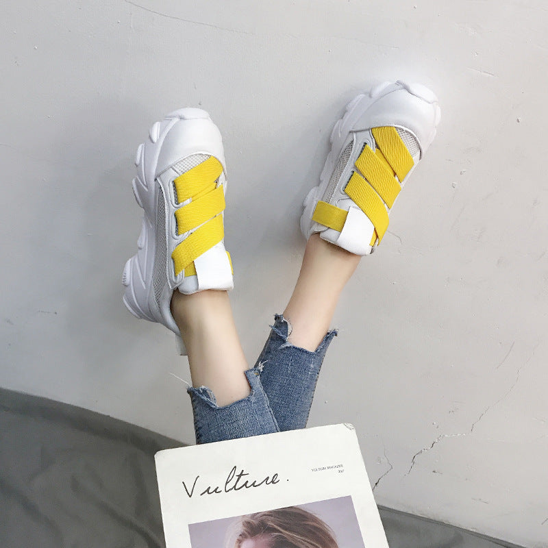 Velcro Platform Sneakers, Dad Shoes, White Casual Shoes