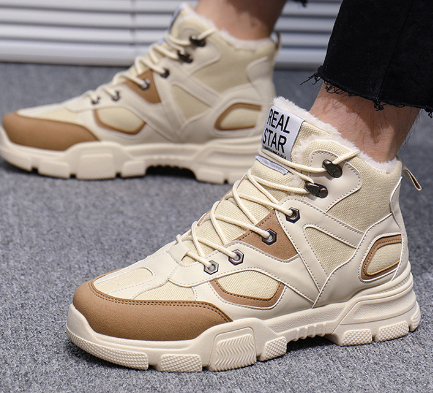 Men's High-Top Outdoor Hiking Sneakers with Thick Sole