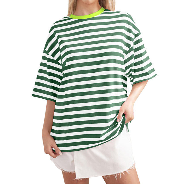 2024 Women's Summer Casual Striped Print T-Shirt