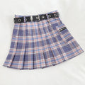 Gradient Plaid High Waist Slim Pleated A-line Skirt