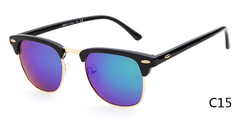 Retro Club Manager Sunglasses with Metal Half Frame
