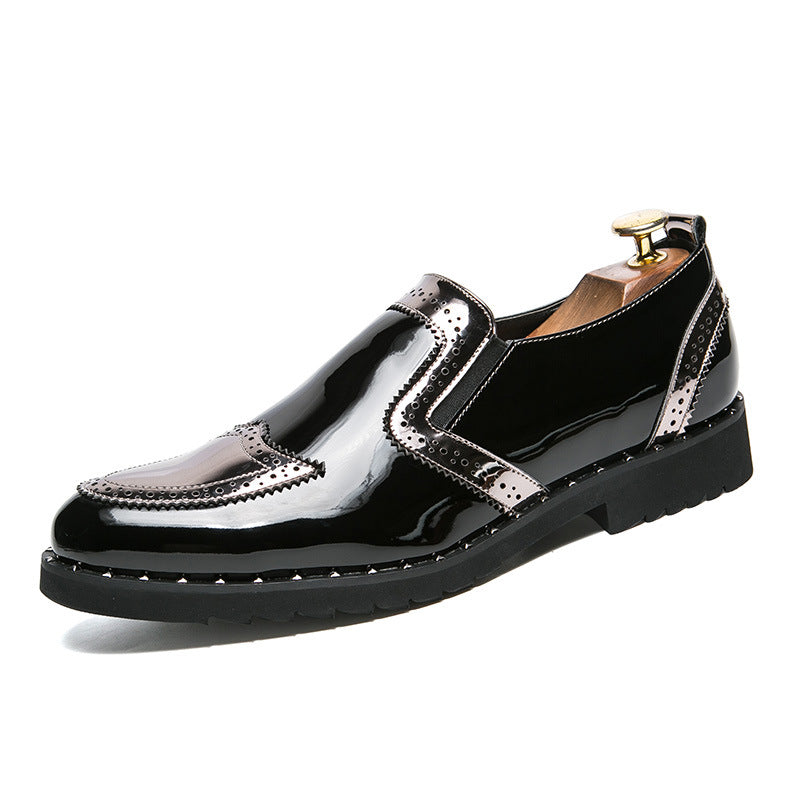 Men's Casual Bright Pointed Toe Leather Shoes