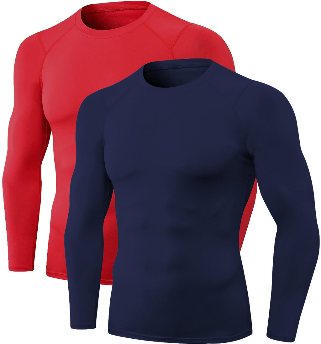 Mens Compression Long Sleeve Shirts Cool Dry Sports Workout Shirts Underwear Athletic Baselayer Running Tops 1/2 Pack