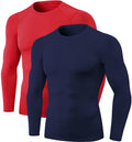 Mens Compression Long Sleeve Shirts Cool Dry Sports Workout Shirts Underwear Athletic Baselayer Running Tops 1/2 Pack