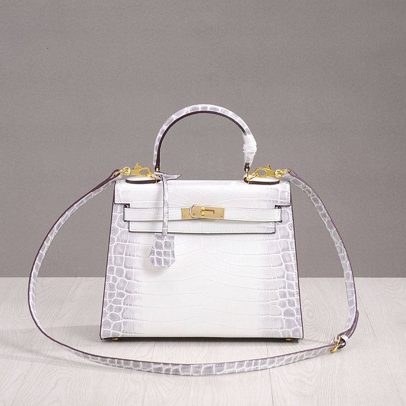 Genuine Leather Crocodile Pattern Shoulder Bag