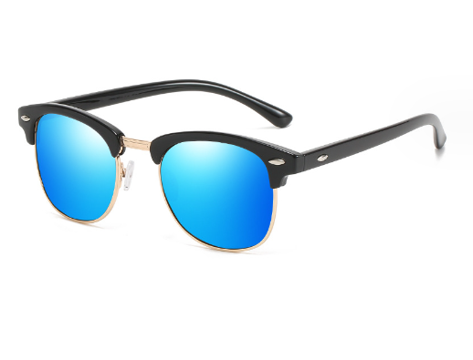 Retro Club Manager Sunglasses with Metal Half Frame