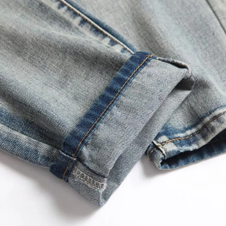 Men's Casual Slim Fit Ripped Cotton Denim Jeans