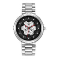 Men's Steel Band Quartz Watch with Hollow Dial Design