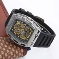 Mechanical Hollow Watch with Leather Strap